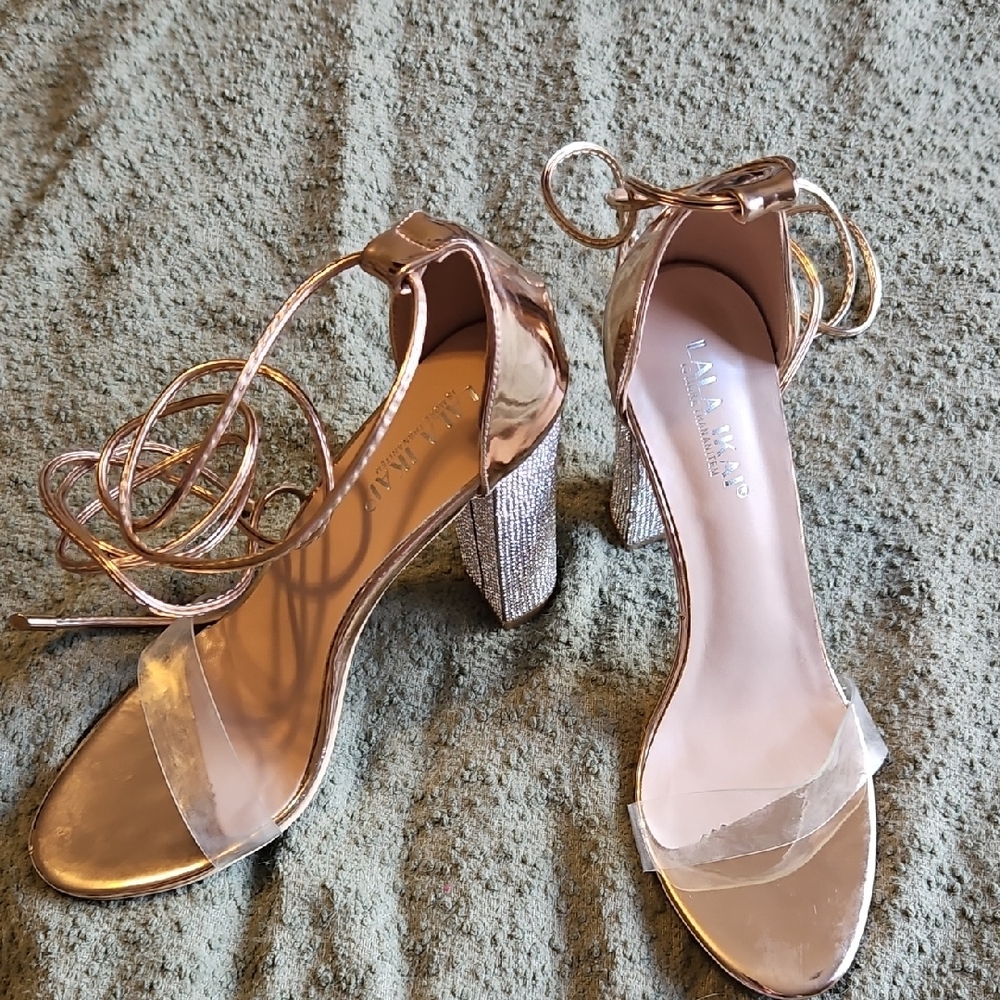 Elegant Metallic Heels with Ankle Strap